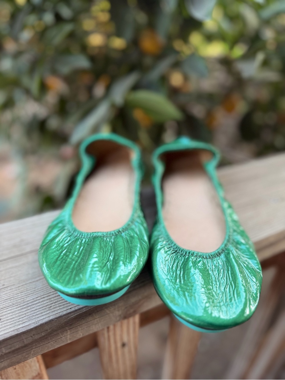 Tieks Emerald Green Patent Ballet Flats size 9